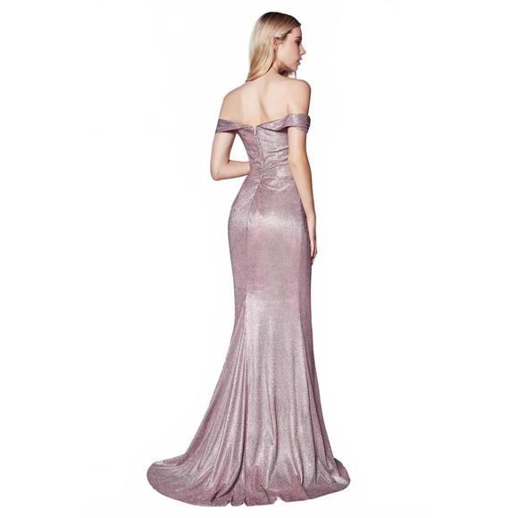 NEW CINDERELLA DIVINE off the shoulder metallic gown in metallic rose - Picture 2 of 2